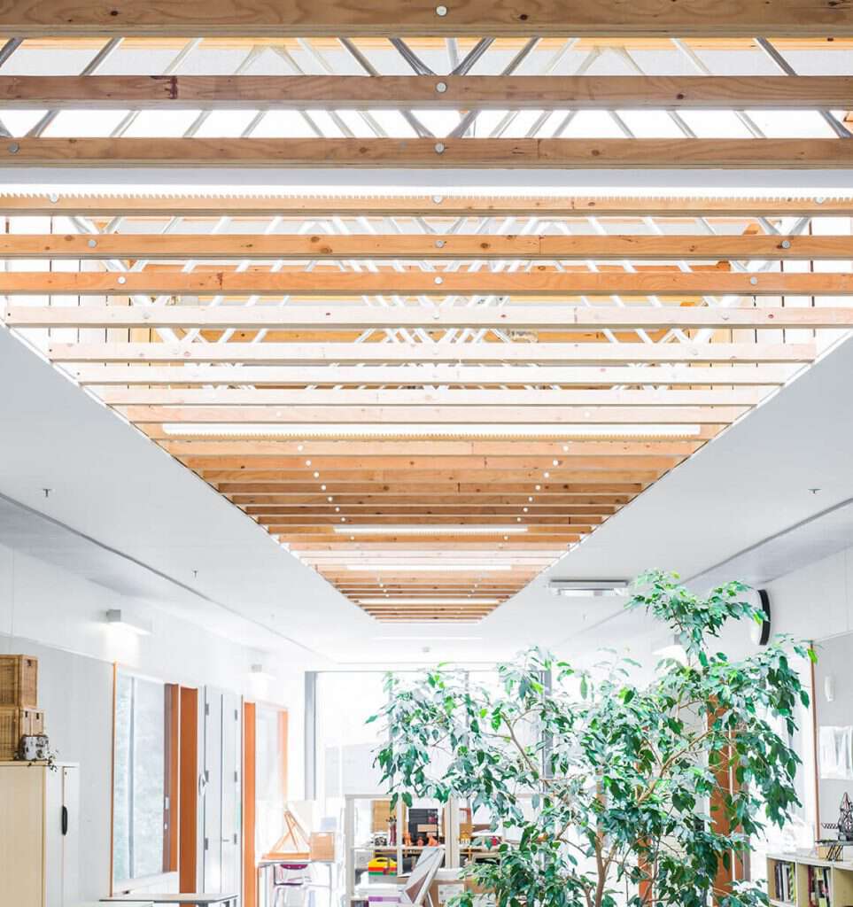 X-Shaped School Creates Unique Framing Challenges