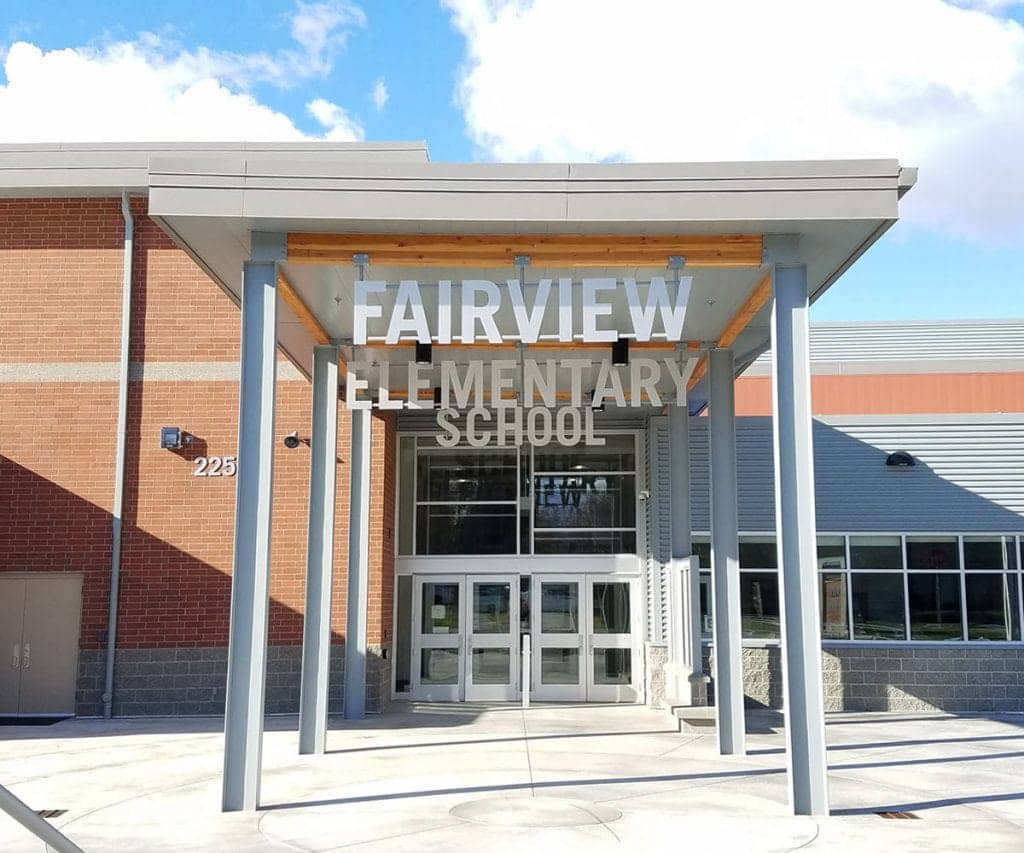 The fairview elementary school in this photo has glulam installed