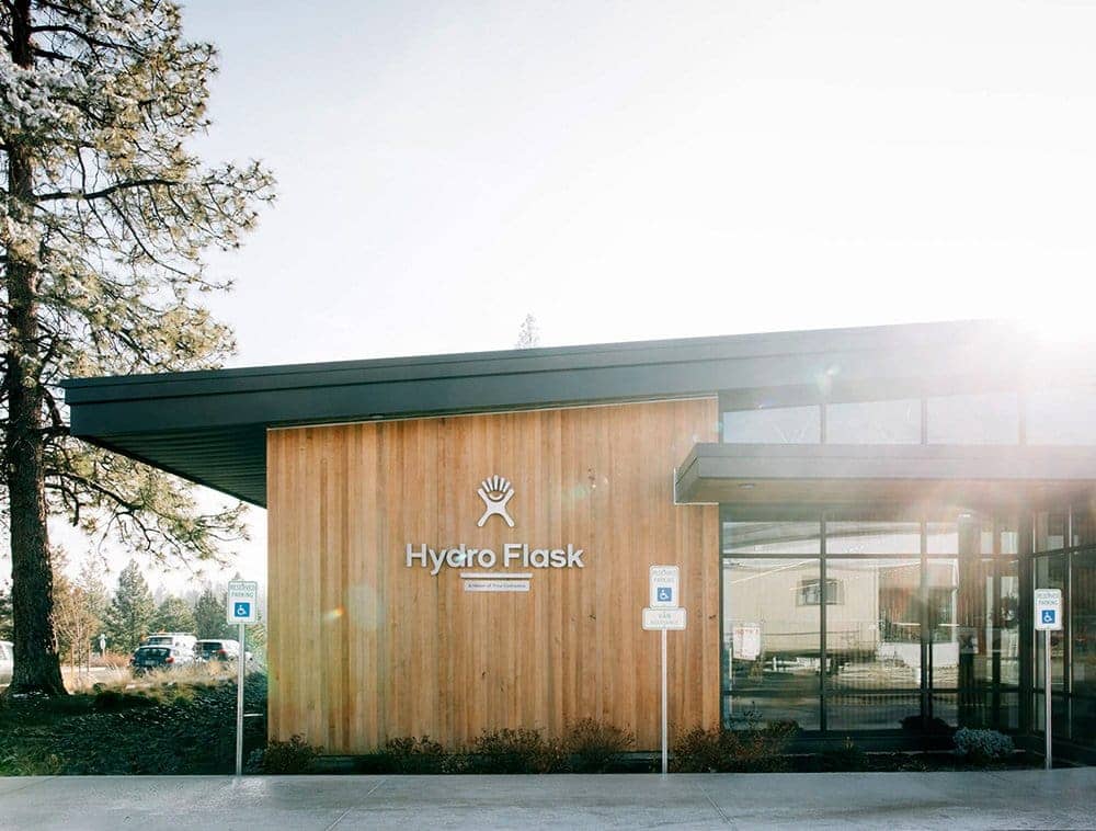 A Hydro Flask structure, built with i-joists, is shown on screen