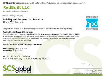 Health Product Declaration (HPD) – RedBuilt Open-Web Trusses Thumbnail