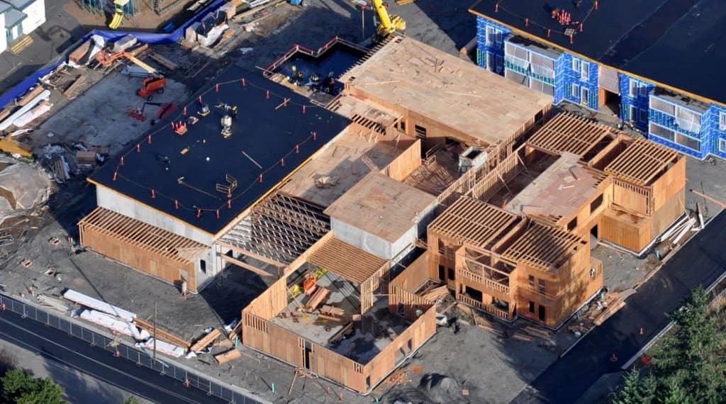 Aerial View of Commercial Building Using LVL Beams