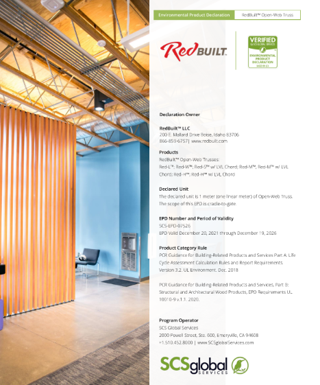 Environmental Product Declaration (EPD) – RedBuilt Open-Web Trusses Thumbnail