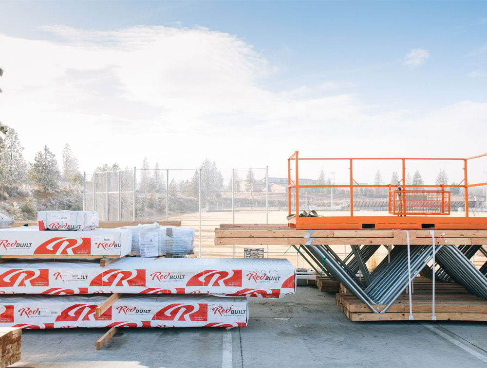 Image of a jobsite with RedBuilt products