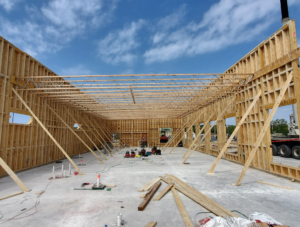 image of wall panels with open web trusses