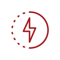 icon of a half finished circle around a lightning bolt