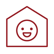 icon of a building with a smiling face inside