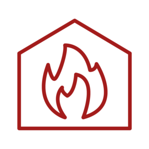 Icon of a fire inside a building