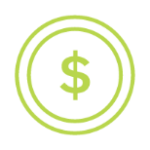 green icon of dollar sign in two circles